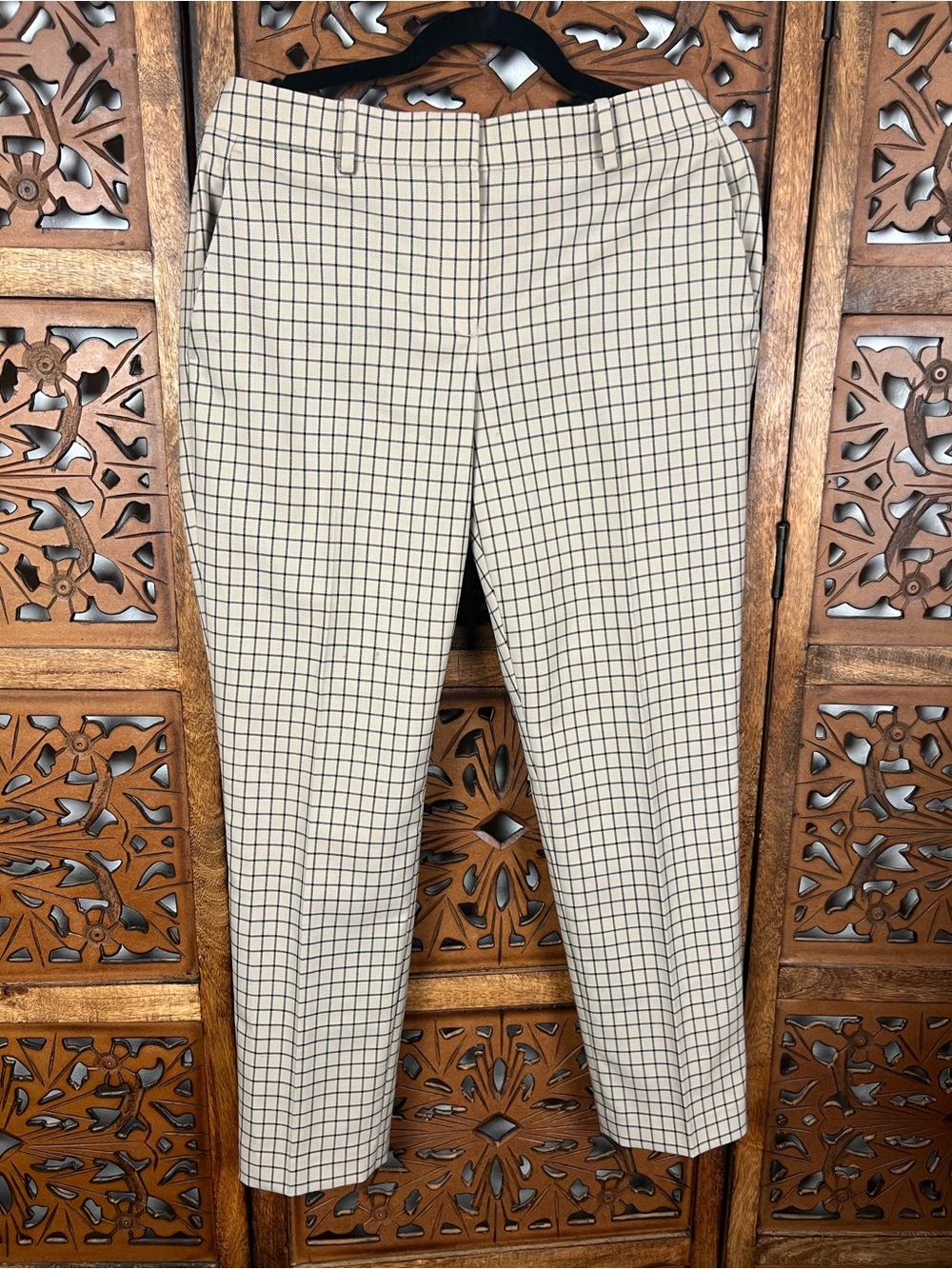 Theory Cream Windowpane Dress Pants
